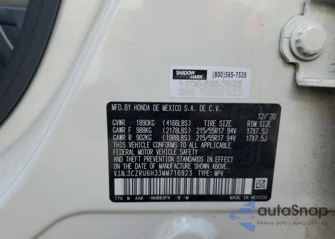 2021 Honda Hr-V Lx из США, поврежденный, VIN 3CZRU6H33MM716823